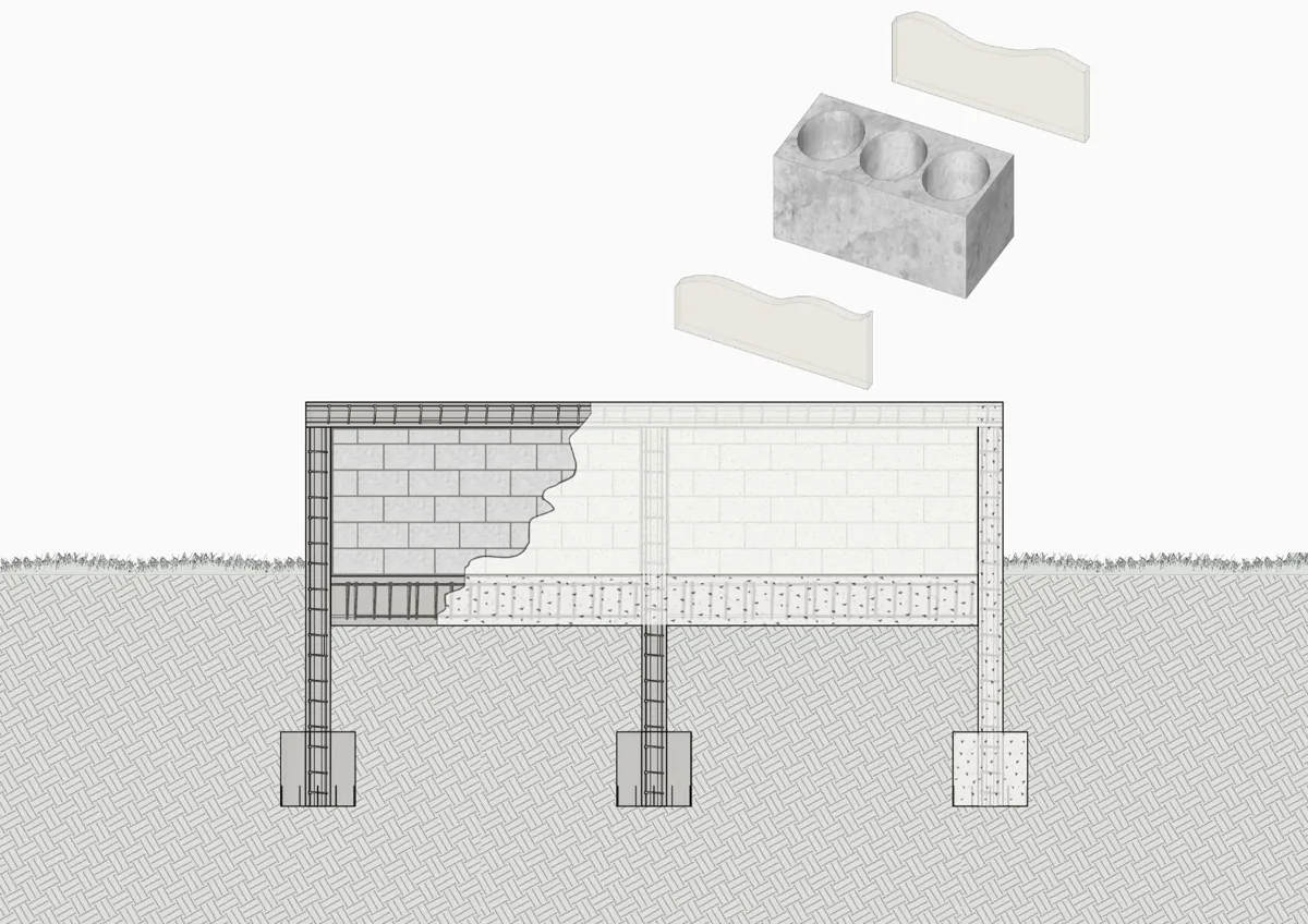 High-density hollow concrete block